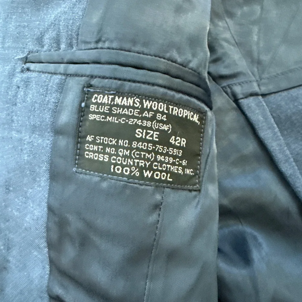 Vintage USAF Air Force Major Wool Dress Uniform Jacket 42R Blue Wings 60s 70s